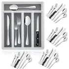 24-Piece Silverware Set with Organizer Tray and Steak Knives, Stainless Steel...