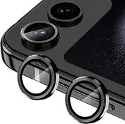 [YWXTW] Camera Lens Protector for Samsung Galaxy Z Flip 5 Accessories, Individual Anti Scratch Metal Ring Tempered Glass Camera Screen Protector for Galaxy Z Flip 5/ Z Flip 4, 1 Pack (Black)