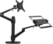 Listed TV Mount Adjustable Dual Arm Desk Mounts LCD Monitor and Laptop Mount Single Desk Arm Holder for 17"-32" Screens, Extra Tray Fits 12"-17" Laptops Motion TV Bracket (Color : Black)