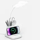 LED Desk Lamp with Wireless Charger for Home Office, Small with Pen Holder, 8...