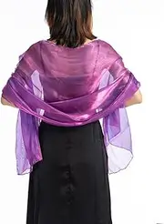 [Huralona] Women Silky Sheer Shawls and Wraps Shimmer Organza Pashmina Scarf for Evening Dresses Wedding Costume Party