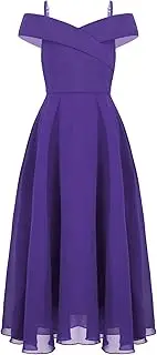 [FEESHOW] Kids Flower Girls Chiffon Off Shoulder Wedding Party Dress Bridesmaid Pageant Maxi Dress Ball Gowns