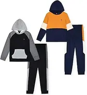 [TONY HAWK] 4 Piece Boys Jogger Sets for Kids 2 Pack Fleece Hoodie and Pull-On Sweatpants for Kids Skateboarding