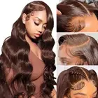 Chocolate Brown Lace Front Wig Human Hair 13X4 HD Dark Brown Lace Closure Wig...