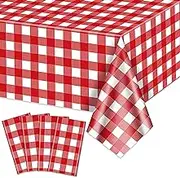 4 Pack Red Gingham Tablecloths, Red and White Checkered Tablecloths 86.6 x 51.2 Inches Gingham Table Covers Rectangular Waterproof Picnic Table Covers for Birthday Party Holiday Outdoor Supplies