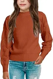 [MACNOORA] Girls Crewneck Knit Pullover Sweaters Long Sleeve Fall Winter Knit Cute Jumper Tops