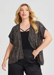 [Taking Shape] Taking Shape Jessabell Sparkle Cardigan Size 16 in Black / Gold - Plus Size Women's Clothing Black / Gold