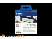 DK-Genuine Brother DK-22205 Continuous Paper Label Roll – Black on White, 62mm w