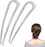 JIYIN Metal French Hair Pins, 5.5 Inch U-Shaped Large Hair Fork for Buns Long and Thick Hair, U Shaped Hair Pins for Women, Elegant French Twist Hair Pin, Suitable for Various Hairstyles(Silver)