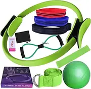 Pilates Essentials Kit for Women, Home Fitness Equipment with Pilates Magic Ring, Foldable Pilates Machine & Equipment, Core Strength Glute Toning