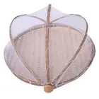 Handmade Bamboo Woven Bug Proof Wicker Basket Dustproof Picnic Fruit Tray1406