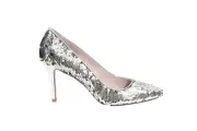 Chinese Laundry New sz 6 Ruthy Stiletto Heels Silver Sequin Shoes Women holiday
