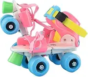 Roller Skates,Double Row Beginner Roller Skates,Quad Roller Shoes with 4 Wheels,Adjustable Roller Skates Kids Roller Shoes,Sliding Slalom Inline Skates for Kids Boys Girls