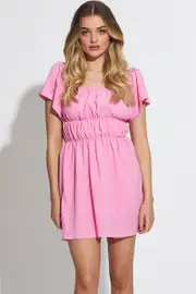 Pink Mini Dress Short Sleeve - Size 8, Women's F Skater Dress