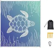 Beach Blanket, Waterproof Sandproof Sea Turtle Beach Mat Oversized 79 X 83 Inch for 4-6 Adults, Lightweight Picnic Blanket, Portable Picnic Mat for Outdoor Travel Camping Hiking with 4 Stakes (Blue)