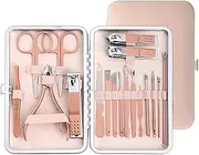 TeCnr Manicure Set, 18 in 1 Stainless Steel Nail manicure Set, Nail Care Set, Men's and Women's Beauty Set, Professional Manicure and pedicure Set (Rose gold 18-piece set)