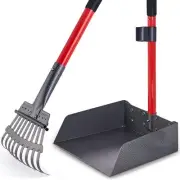 Large Dog Pooper Scooper Set: Metal Rake & Tray for Yard, Grass, Dirt, Gravel
