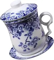 OKUMEYR Elegant Tea Set Chinese Style Tea Cup Set Infuser Ceramic Teacup Versatile Tea Mug for Daily Use