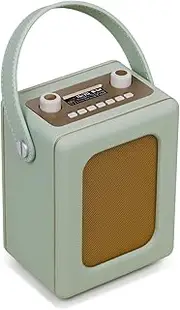 Portable DAB Radio with 20 Hours Playtime, Bluetooth Radio, Mains and Battery Operated, Alarm Clock, FM Radio, 60 Presets, Headphone Jack, Clock/Kitchen Radio, Retro Radio, Lemega CR9 Green
