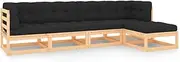 5 Piece Garden Lounge Set with Cushions Solid Pinewood, Conversation Sets