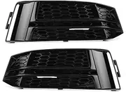 Car Front Fog Light Lamp Grille Grill Cover Compatible With Audi A4 B9 S-LINE 2016 2017 2018 8W0807681F 8W0807682F Car Styling(A)