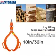 18in / 32in Log Lifting Tongs 2 Serrated Claw Hook Grapple Timber Dragging Tools