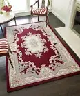 Red Aubusson Design Hand-Tufted 8x10 Area Rug | Luxury Living Room Carpet