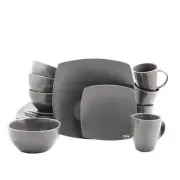 Gibson Home Soho Lounge Square Dinnerware Set in Gray Set of 16 Piece