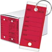 Donkey Key Tags, Self-Protecting, Laminated (250 Tags per Box with Metal Rings) Red