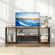 Advwin TV Cabinet 140cm Entertainment Unit Stand Media Console w/ Open Shelf and Storage Drawers Walnut