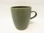 Linden by Crate & Barrel Matte Green, Coupe, Brown Edge Mug B129