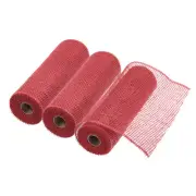 3pcs 10 Inch Poly Burlap Mesh for Wreath Mesh Ribbon 6.4 Yard Bright Red