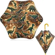 [ODAWA] Camo Dino Glow Kids Umbrellas J Handle Golf Stick Umbrella Umbrellas for Toddler Boys Girls
