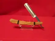Custom Straight Razor Knife Solingen Germany Olivo Wood Exotic Inlay Nice