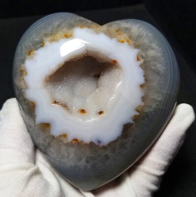 TOP 590G Natural Agate Cave crystal Heart Agate sphere Cave vug Quartz WD271