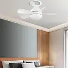 Modern Ceiling Fan with LED Light Dimmable White Ceiling Fan for Bedroom Hallway