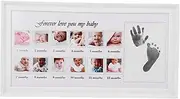 12 Month Photo Frame Baby Handprint and Footprint Kit Elegant Wall Display