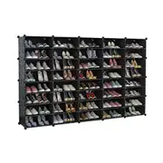 Black DIY Cube Shoe Cabinet Rack Storage Stackable Organiser 5 Column 8 Row