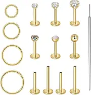 [Candyfancy] 20g 18g 16g Nose Rings for Women Men Threadless Stud Earrings Cz Opal Flat Back Stud Earrings Set Cartilage Earrings for Tragus/Helix/Lip- Push In Nose Studs With Taper Piercing 6/8/10mm