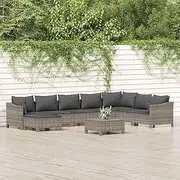 9 Piece Garden Lounge Set with Cushions Grey Poly Rattan, Furniture Sets, Patio Furniture