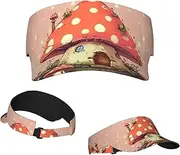 [RLDOBOFE] Sun Visor Hat Adjustable Empty Top Baseball Cap Cute Mushroom House Sun Hats for Women Men Sunscreen Visor Caps Summer Beach Sports Hats Black, Black, One Size