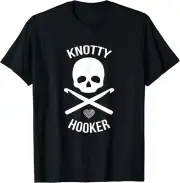 Knotty Hooker Crochet T-Shirt - For edgy crochet or knitters Small, Black