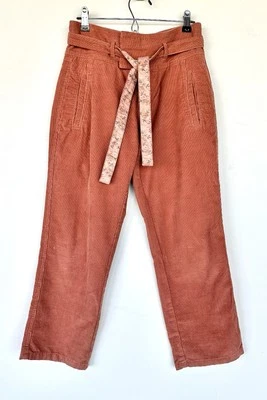 Sundance Emily Baby Cord Crop Pants Terracota Retail $108 NEW