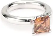 [Giorgio Martello] Stackable Ring in Sterling Silver with Rhodium and Square Amber Cubic Zirconium Ring