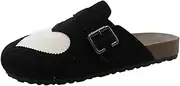 [RACHAPE] Women's Clogs Fluffy Slippers Mules Sandals Shoes Low Top Backless Casual Sneakers Heart Print