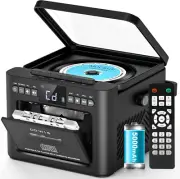 Boombox CD and Cassette Player Combo, 5000Mah Rechargable CD Player Boombox with