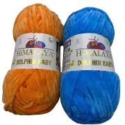 HiMALAYA Dolphin Baby Chenille Yarn 1 Skein Each Blue, Orange Super Bulky #6