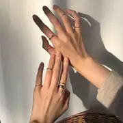 Set of 7: Alloy Rings Silver - One Size