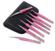 8Pcs Eyelash Tweezer False Fake Lashes Extension Applicator Tool Tweezers Set