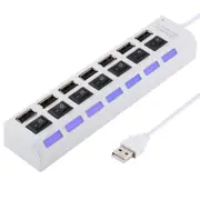 7-Port Usb Hub With High Speed 480Mbps On / Off Switch & 7 Leds